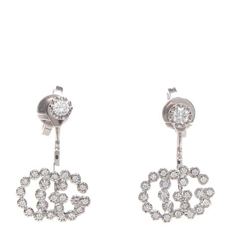 white diamons gucci|Gucci 18K White Gold GG Running Diamond Stud Earrings.